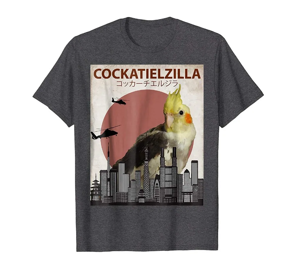

Hot 2019 Fashion Black Cotton T-Shirt Cockatiel Zilla | Funny Cockatiel T-Shirt For Cockatoo Lovers Novelty T-Shirt