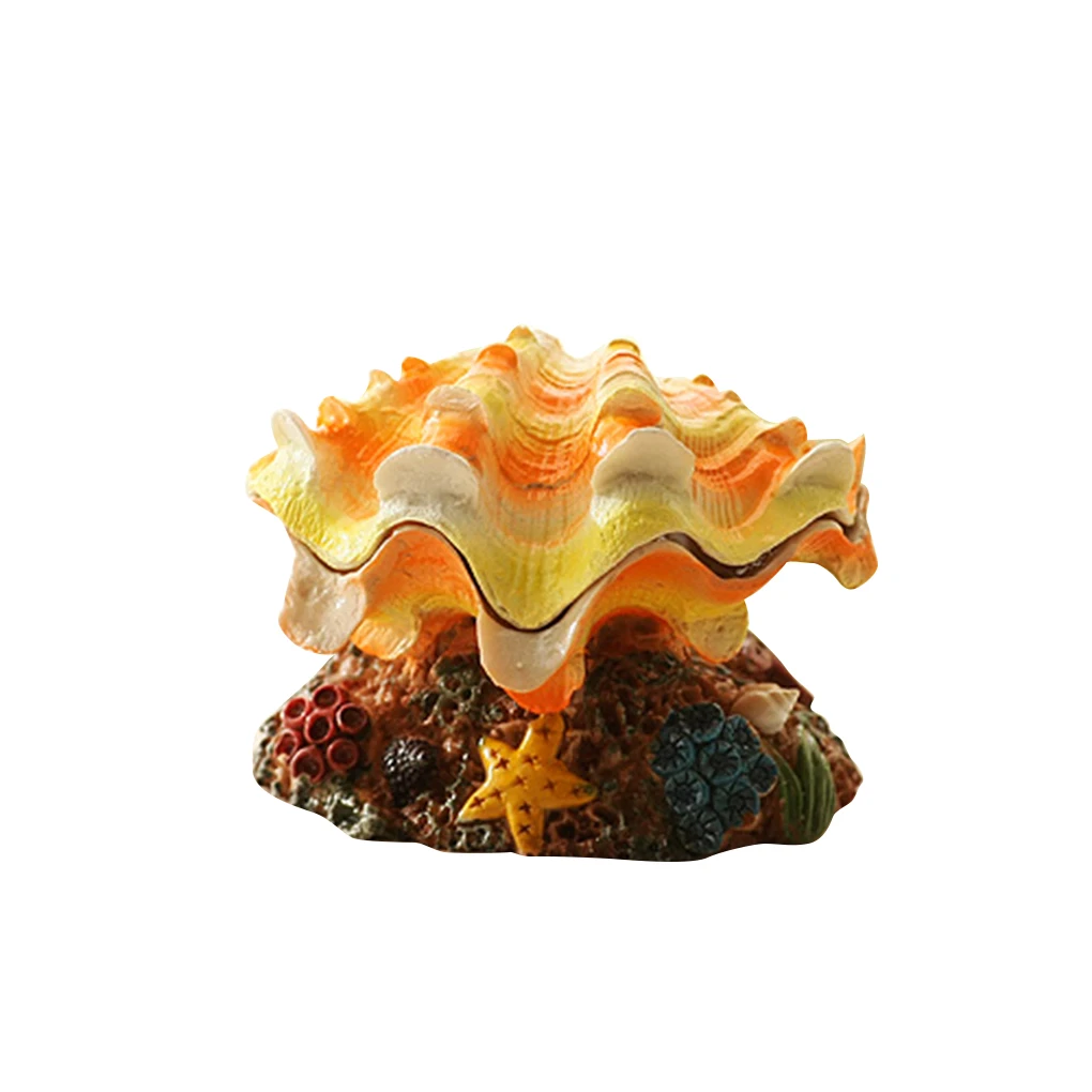Уникальный дизайн украшения аквариума аквариум воздушный пузырь гребешок украшения с дизайном «ракушка» аэрационный насос - Цвет: Orange