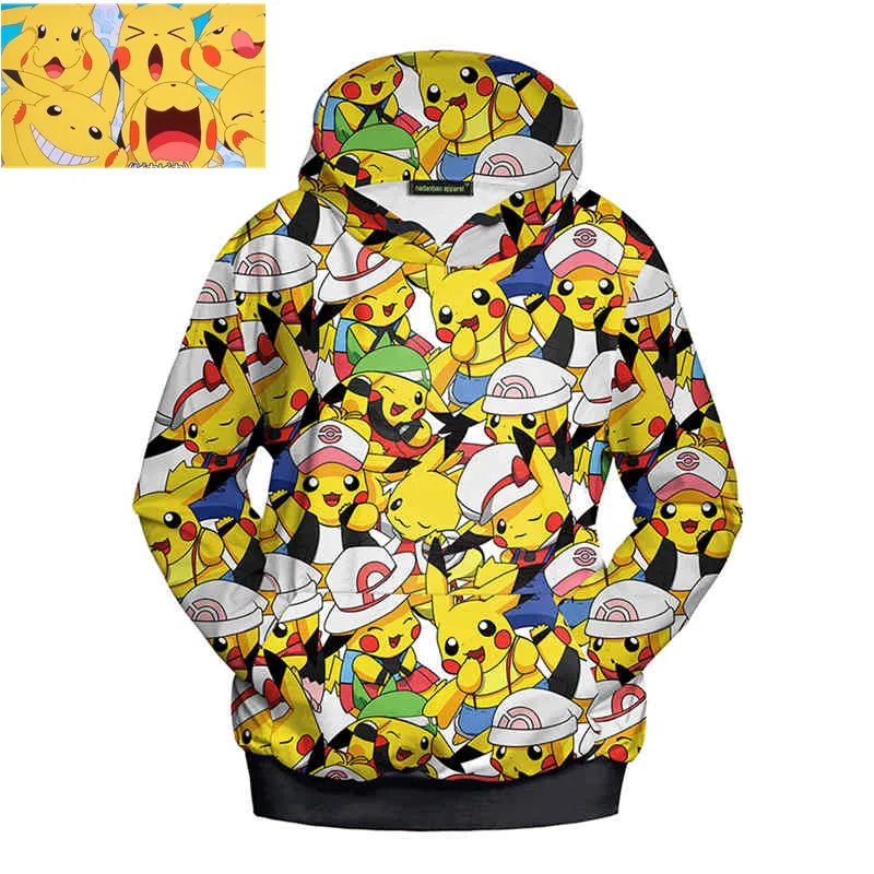 

Classic Anime Pokemon Pikachu Cosplay Costumes 3D Print Hoodie Jackets Sweatshirts Daily Casual Men Women Coat Sportswear