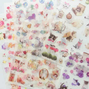 

6 Sheets /Pack Lovely Cats Adhensive Stickers Notebook Album DIY Decoration Stickers Stick Label Kids Stationery