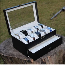 Классический двухслойный 20-slot Текстурированная кожа змеи коробка для часов деревянный органайзер для хранения дисплей держатель часы намотка с SBH009