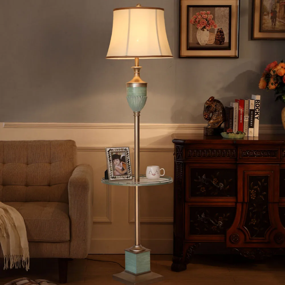 Nordic Retro Style Luxury Resin Floor Lamp Antique LED Living Room Bedroom Study Energy Saving Lighting