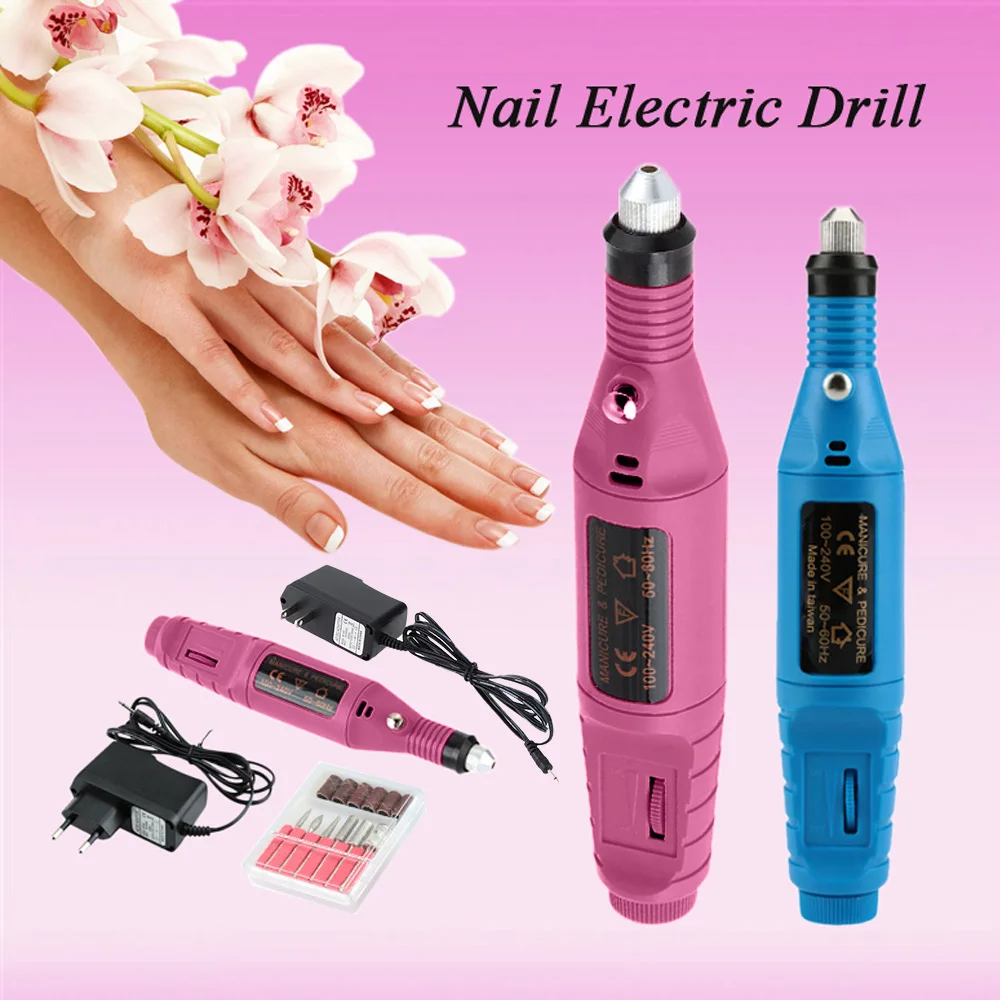 

2018 Hot Mini Portable Pen Shape Electric Nail Drill Machine Art Salon Manicure File Polish Tool+6 Bits Set U.S. Size Pink