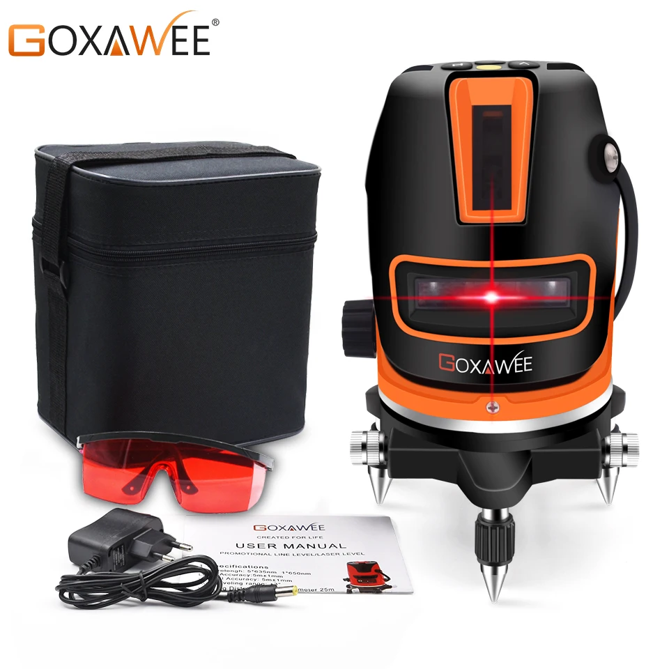 GOXAWEE 5 líneas 6 puntos de nivel láser automático de nivelación 360 Horizontal línea Vertical con inclinación y al aire libre herramienta de construcción - 1