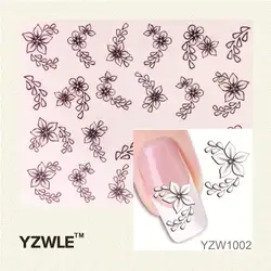 YWK модный стиль водяной знак 1 лист 3D дизайн красивый белый цветок кончик ногтей наклейки и наклейки