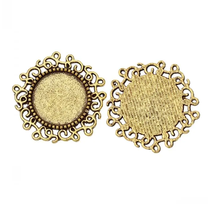

new Embellishments Findings Round golden tone Cabochon Setting(Fit 14mm Dia)Nickel Free 24mm x 24mm,50PCs