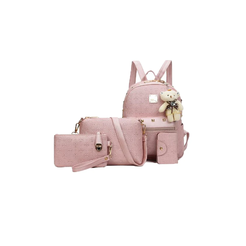 

Women Backpack Casual Leather School Bag for Girls Mochila Travel Bags Four set series Multifunction