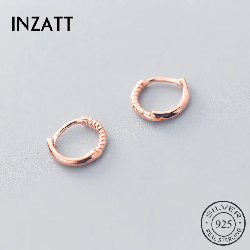 

INZATT Real 925 Sterling Silver Minimalist Round Hoop Earrings For Fashion Women Party Geometric Fine Jewelry 2019 Accessories