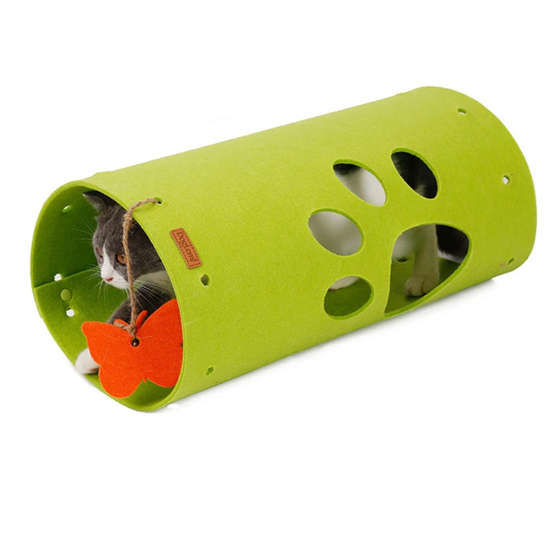 Green CHFL Doglemi Diy Натуральный войлок туннель для кошек коврик комбинированный сшивание складной Кот игровой канал рулон Дракон головоломка кошка игрушка - Цвет: Green
