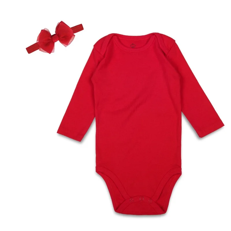 Красный Детский костюм из 2 предметов+ повязка на голову, комбинезон с короткими рукавами для новорожденных девочек, комбинезон для малышей, одежда для маленьких девочек модная одежда для детей от 0 до 24 месяцев - Цвет: REDHB01-L