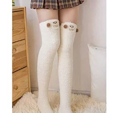 Милые высокие длинные полосатые овец носки с расцветкой «панда» коралловый флис теплый мягкий более гольфы, лучший рождественский подарок Для женщин и девочек