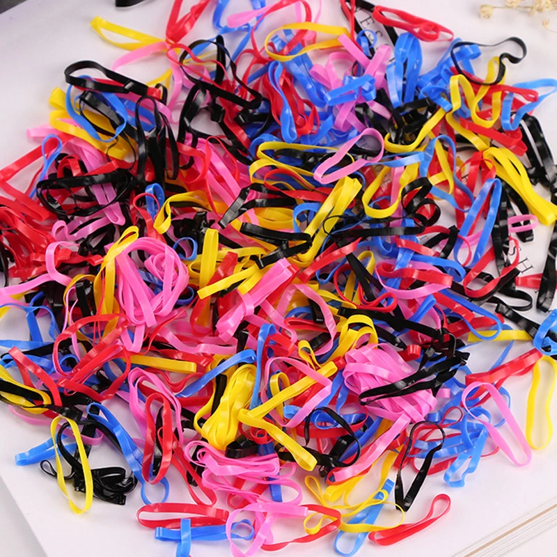 

300pcs Top High Quality Colorful Elastic Rubber Hair Bands Gum Ponytail Holder Headband Black Hair Ropes Girls Hair Accessories