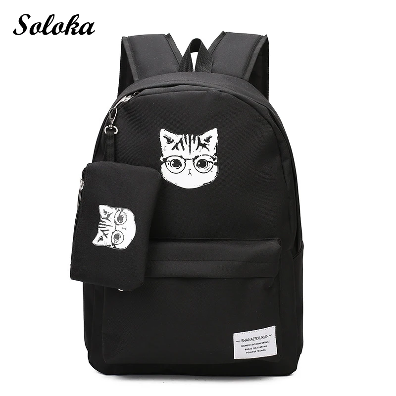 Cow Print Backpack Women Canvas Casual Schoolbag Teenage Girl Mini Bagpack N#S7