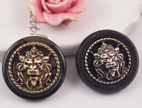 

Wholesale 10 Pieces New style Two-piece combination Lion head jacket Overcoat buttons Shirt coat Button 23mm Free shipping