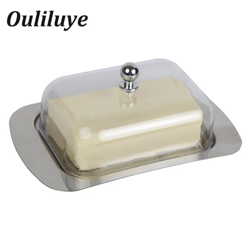 

Bread Cakes Container Storage Dishes Steak Box Kitchen Cooking Tools Dish Tray With Cover Convenient Stainless Steel Butter Box