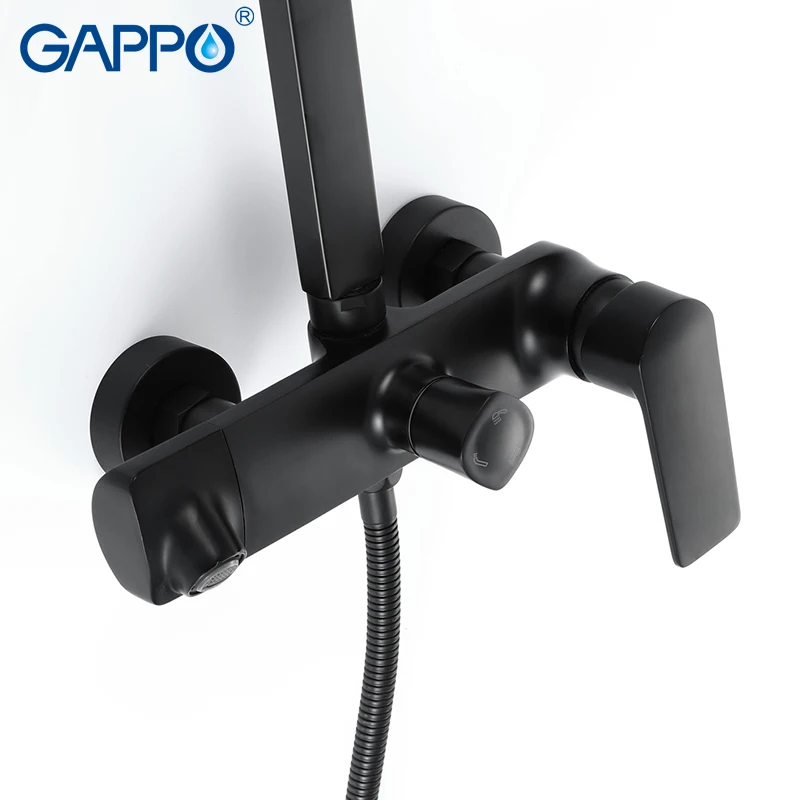 GAPPO shower Faucets black bathtub faucet 3 function stainless steel rainfall shower set mixer tap mixer bathroom faucet mixer  