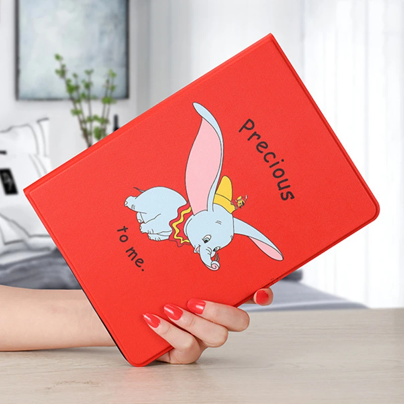 

For iPad 2017 2018 Case Cute Dumbo Pu Leather Silicone Soft Back Cover Smart bracket protection Case For iPad Air 1 Air2 Pro 9.7