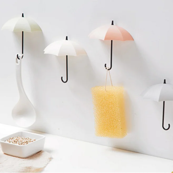 

3pcs/lot Umbrella Shaped Creative Key Hanger Rack Home Decorative Holder Wall Hook For Kitchen Organizer Bathroom Accessories