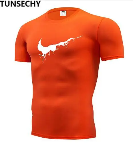 

2019 simple fashion popular logo men's all-color short-sleeved T-shirt printed casual sports T-shirt orange red Off White