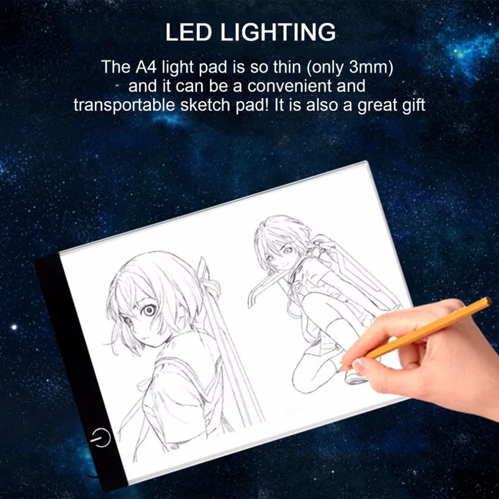 

Portable A4 LED Light Box Drawing Sketch Pad Copy Board LED Light Pad Panel Copy board with USB Cable Hot Promotion Dropshipping