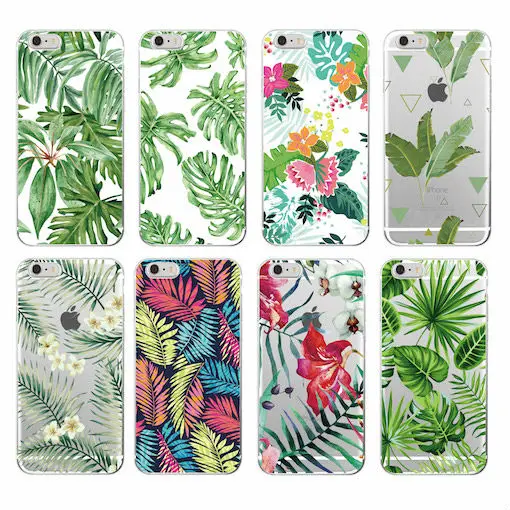 

Tree Leaves Tropic Summer Floral Fashion Soft TPU Printed Phone Case Cover For iPhone 11 Pro Max 6 6S 7 7Plus 8 8PLUS X XS Max