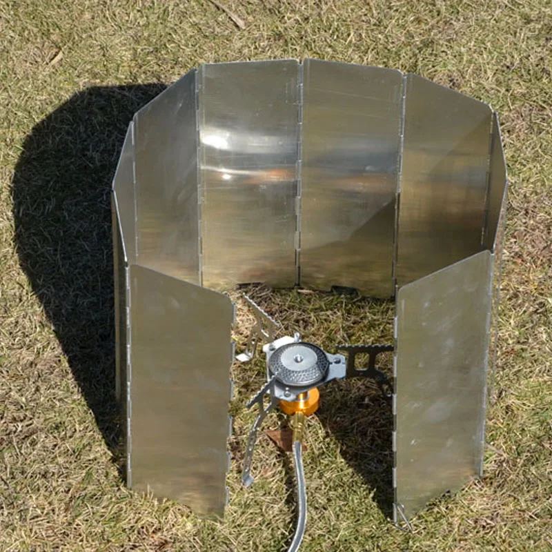 

10 Plates Folding Outdoor Camping Stove Windshield Cookout Wind Screen Picnic Cookware Windbreak Stove Cover Barbecue Windshield