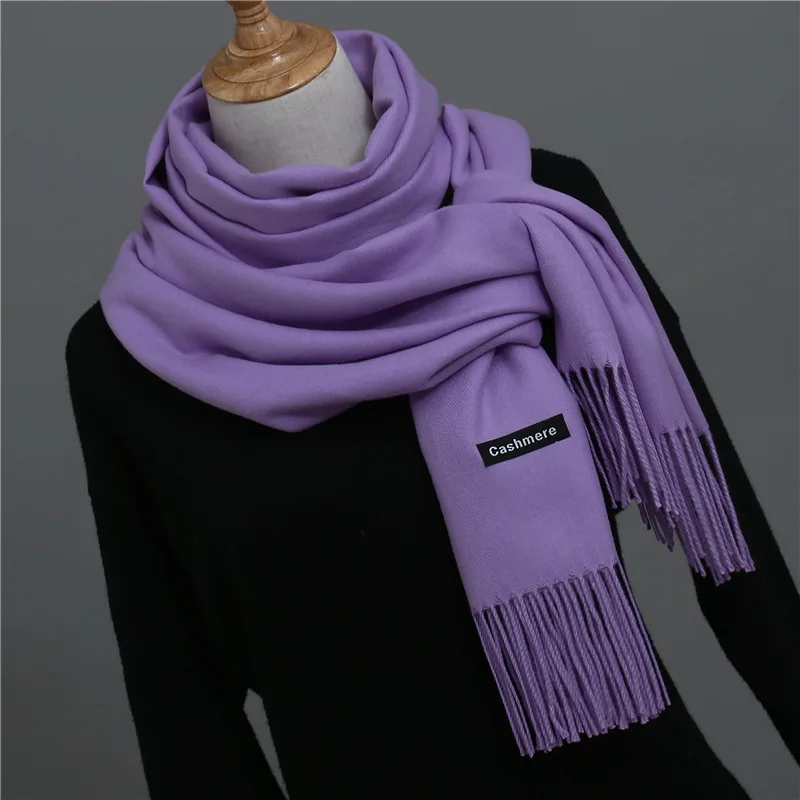 Элитный бренд для женщин шарф сплошной осень зима кашемир шарфы для леди теплый пашмины длинный шаль обертывания бандана - Цвет: Color 29