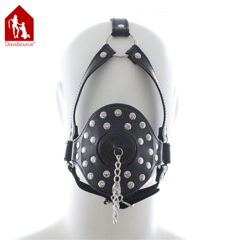 Davidsource Studed Black Leather Panel Gag With Cover Blow Job O photo