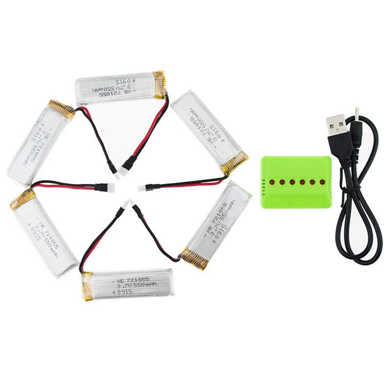 

JJRC H37 6pcs Q282G 3.7v 550mah Lipo Battery Wltoys V977 V930 V988 Batteries Charger RC Helicopter Drone Spare Part Wholesale