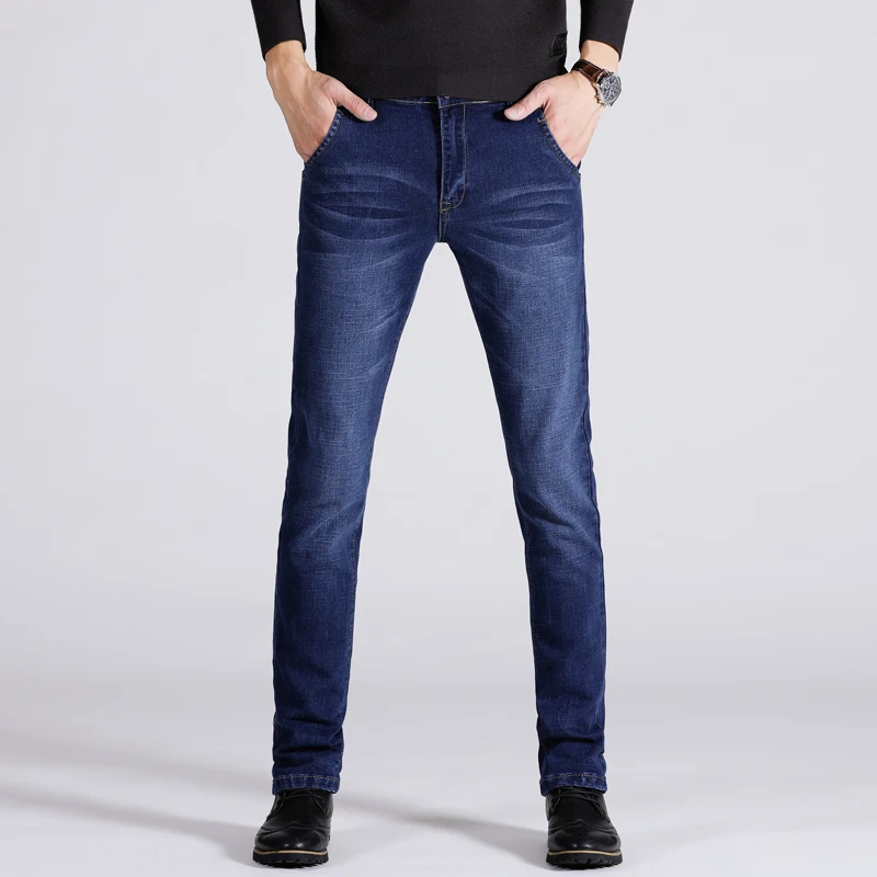 

HCXY2018 Men's Business Casual Jeans Men Elastic Solid Color Straight Pants Jeans Male Spring and Autumn trousers large size28-4