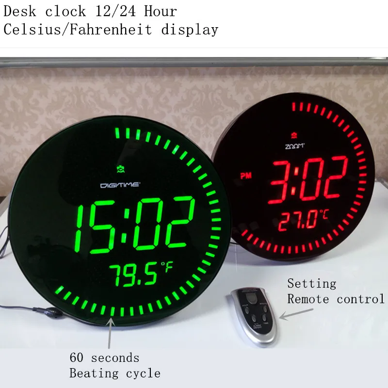 Modern 3D Digital Large LED Desk Wall Clock Home Decoration 24 Hour Display