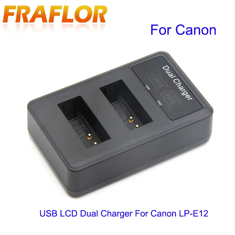 Для Canon LP-E12 перезаряжаемый ЖК-дисплей литий-ионная камера зарядное устройство интеллектуальная двухканальная батарейки USB зарядное устройство кабель