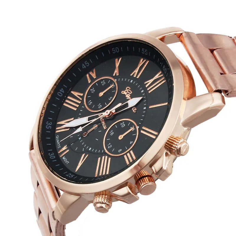 Relógio Feminino Geneva Platinum De Aço Dourado Com Preto Relógio Feminino Geneva Platinum De Aço Dourado Com Preto