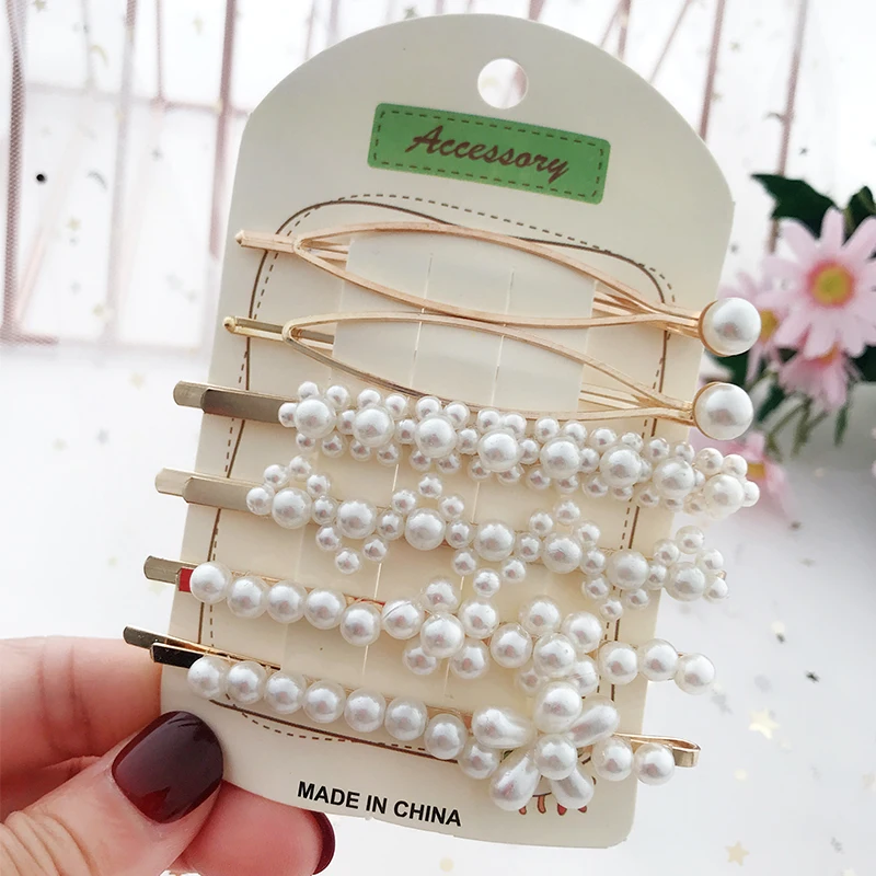 Модные свадебные туфли Украшенные жемчугом; заколка для волос для Для женщин элегантные заколка для волос с кристаллами ботильоны в Корейском стиле, 6 шт./компл. заколка для волос палочка, Шпилька для волос аксессуары для укладки волос