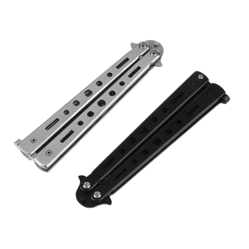 

Professional Salon Stainless Steel Folding Practice Training Butterfly Style Knife Comb Styling Tools Black/Silver Cool