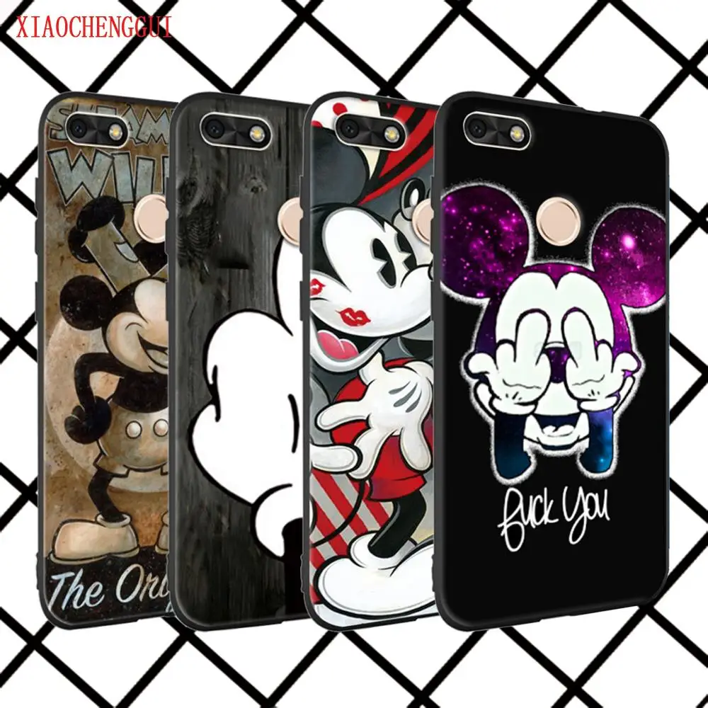 

For huawei P8Lite 2017 Cover Case Cartoon Mickey Minnie Mouse black Soft silicone For huawei P series Mobile Phone Cases