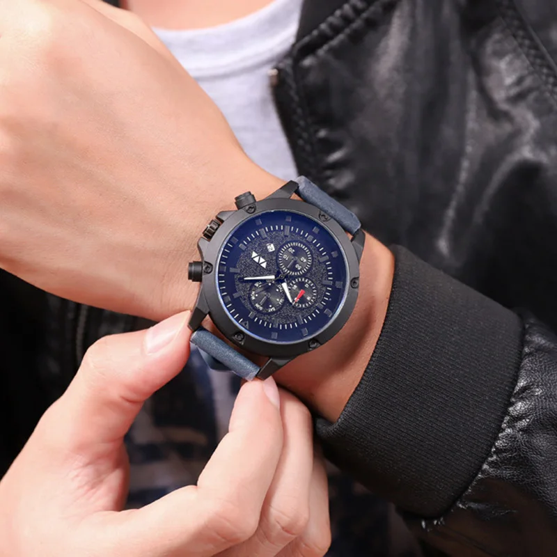 Модные часы Топ бренд кожа кварцевые часы водонепроницаемые спортивные мужские большие часы повседневные Ретро Мужские наручные часы Relogio Masculino