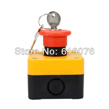 

Mushroom head elevator emergency stop button switch with key box 1NC power emergency switch Y
