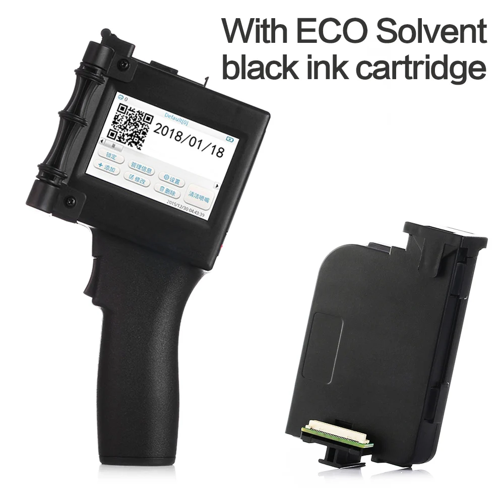 Сенсорный экран 600 dpi ручной принтер Интеллектуальный USB qr-код струйный принтер кодировочная машина для коробки резиновый металлический срок годности - Цвет: solvent black