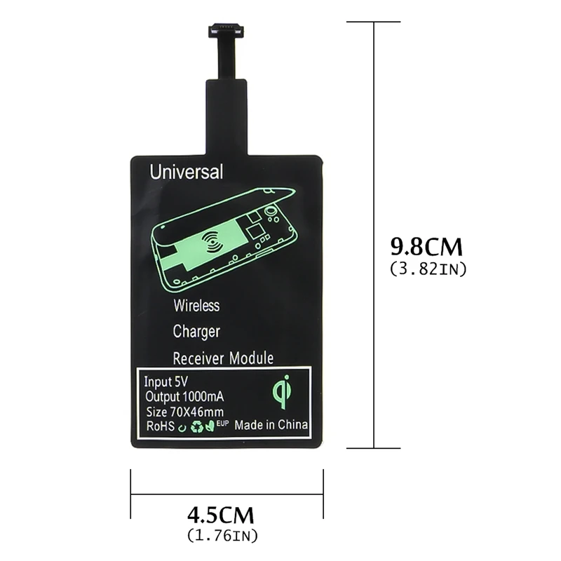 Универсальный Android Qi беспроводной зарядный приемник микро USB Беспроводное зарядное устройство приемный патч для телефонов MicroUSB для Iphone