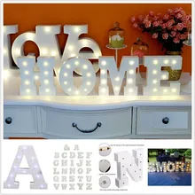 15cm 6 White Wooden Letter LED Marquee Sign Alphabet Light Indoor Wall Decoration Light Up Lamp Warm White Night Light youoklight 7w warm white salt lamp heart shaped wall decoration night light 120v 1pc