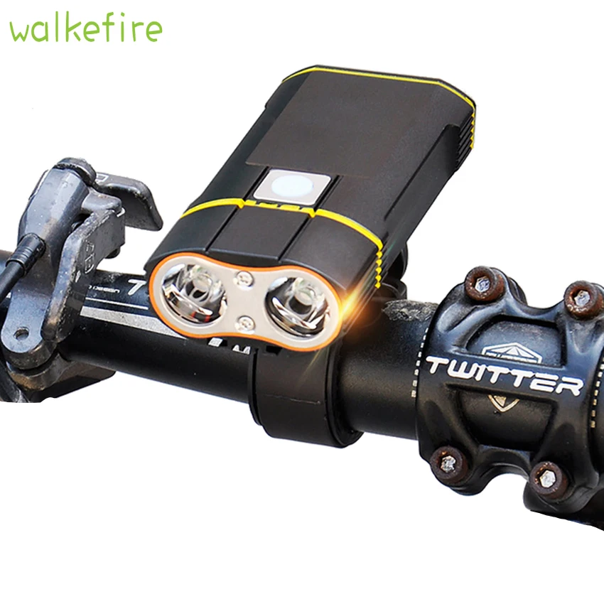 Discount Walkfire 360 degree Bicycle USB Recharge Light 2 Bulb Cycling Riding Flashlight Waterproof Bike Headlight Front Lamp Accessories 0