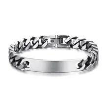 Мужской винтажный серый медовый кубинский ID-link браслет для мужчин, нержавеющая сталь, промышленный стиль, Braslet, мужские украшения, 8 дюймов