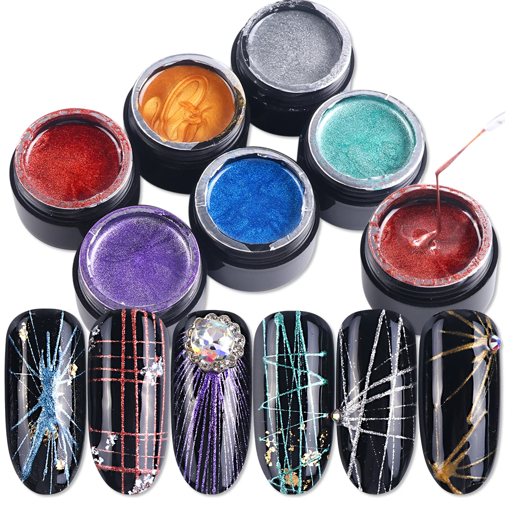 

1pcs Spider Gel Nail Polish Gellak UV Liner Painting Varnish Hybrid Gold Silver Gel Lacquer Soak Off Nails Accessories BE964