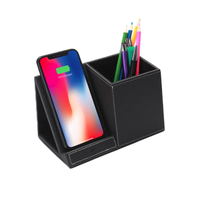 

2 In 1 Multi-function Qi Wireless Charger Mobile Phone Holder Pen Holder Office Supplies for Iphone XS XR X Samsung