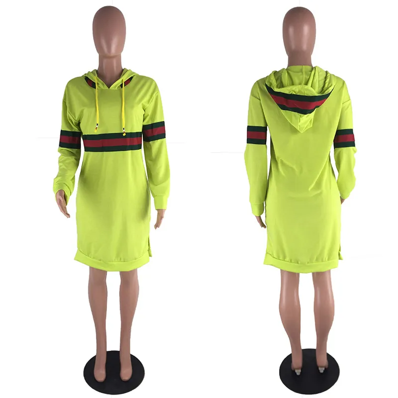 2017 Autumn Winter Casual Sweatshirt Dress Women Long Sleeve Black Striped Mini Hoodies Dresses Female Pullover Christmas Vestidos Hooded30