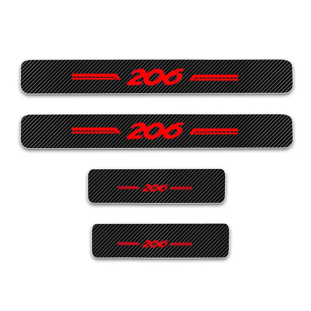 

4pcs For Peugeot 206 Door Sill Protector Reflective 4D Carbon Fiber Sticker Door Entry Guard Door Sill Scuff Plate Stickers