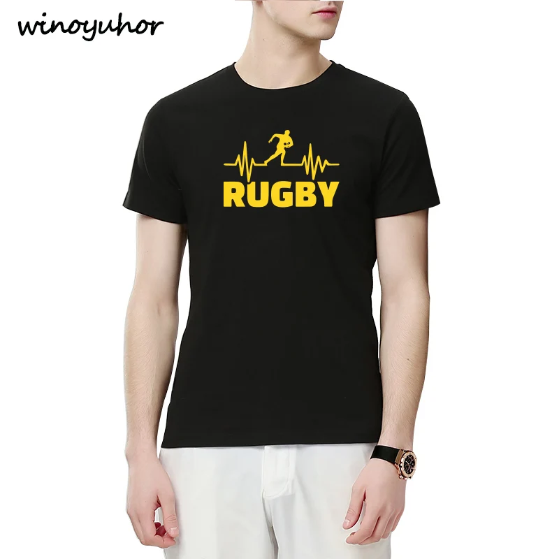 نبضات من Rugbying تي شيرت الرجال الصيف أزياء قصيرة كم T قميص القطن مضحك المطبوعة قمم الرياضية رجل المحملة