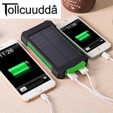 Tollcuudda Waterproof 10000Mah Solar Power Bank Solar Charger Dual USB Power Bank with LED Light for iPhone 6 Plus Mobile Phone