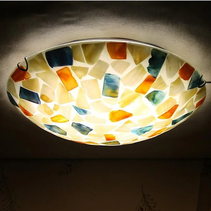 

30/40/50cm colorful shell Led E27 Ceiling Light Handmade Creative Glass ceiling light fo Bedroom Children Room balcony B01